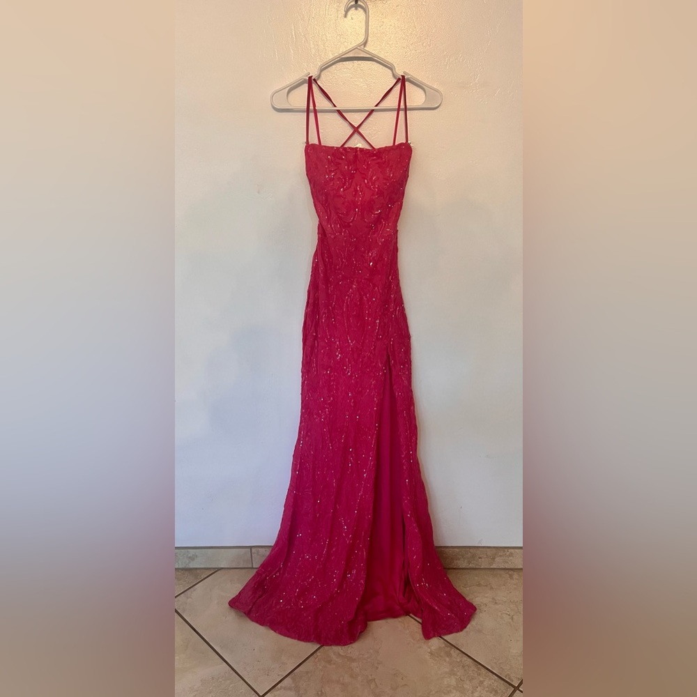 Windsor Fuchsia (Hot Pink) Sequin Mermaid Prom Dress Size S
